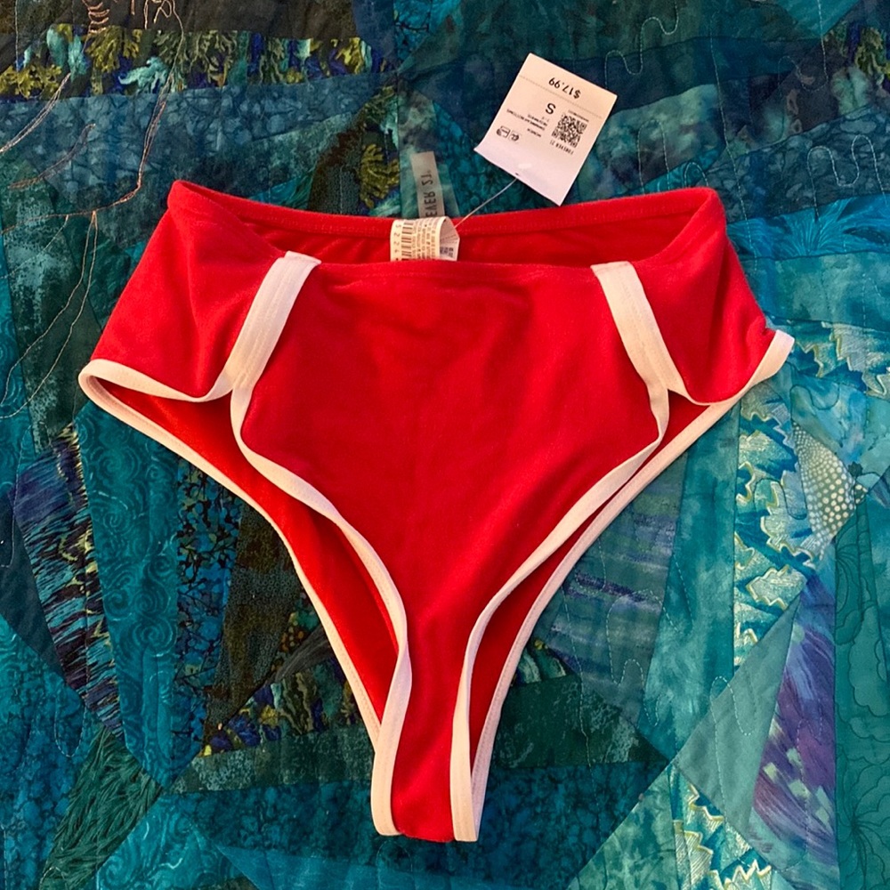 NWT Forever 21 Retro 70’s Cheeky Terry Swim Bikini Bottom Size Small